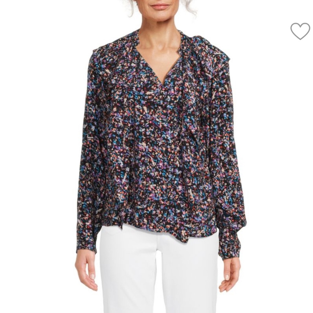 64. JOIE $248 Raquel Floral Print Ruffle Long Sleeve Blouse